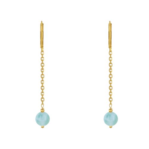 Boucles d'Oreilles Plaqué Or Dormeuse Chainette et Perle de L - LES POULETTES BIJOUX - Modalova