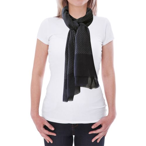 BIJOUX - Echarpe 100% Laine Navy Petits Carrés Gris - LES POULETTES - Modalova