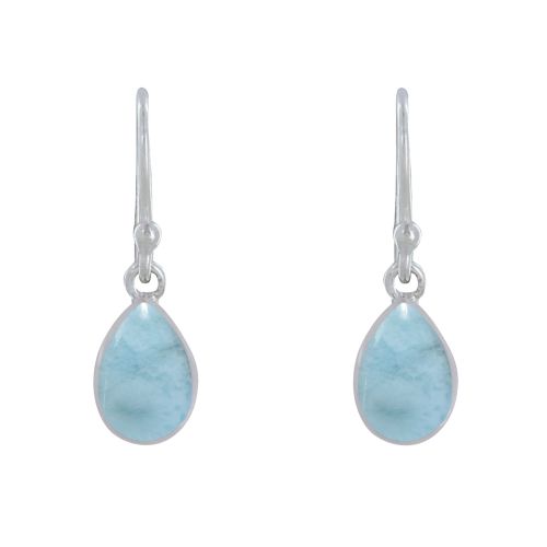 Boucles d'Oreilles Argent 925 Crochet Petite Goutte de Larimar - LES POULETTES BIJOUX - Modalova