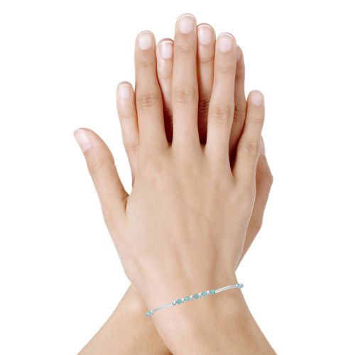 Bracelet Argent Tubes et Perles Facettées d'Amazonite M2 - LES POULETTES BIJOUX - Modalova
