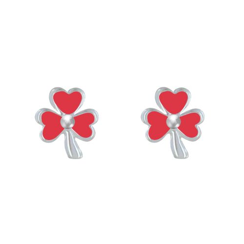 Boucles d'Oreilles Argent 925 Trèfle Emaillée - LES POULETTES BIJOUX - Modalova
