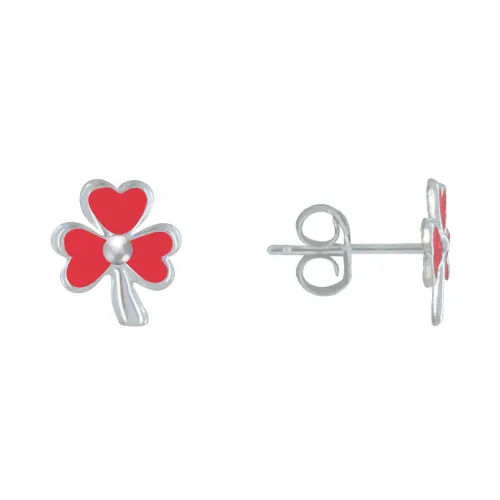 Boucles d'Oreilles 925 Trèfle Emaillée - Rouge - LES POULETTES BIJOUX - Modalova
