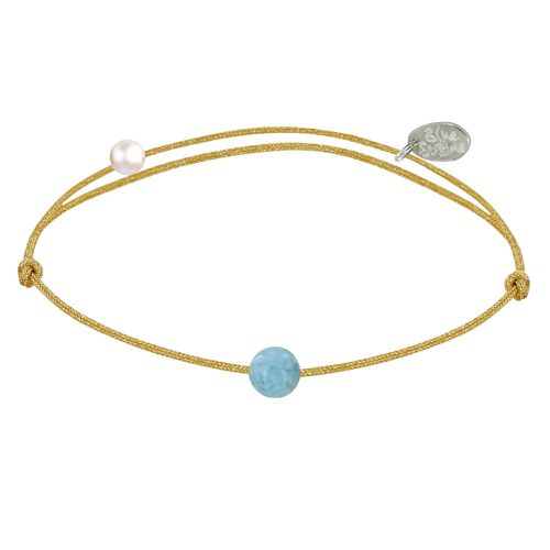 Bracelet Lien Petite Perle de Larimar - Or - LES POULETTES BIJOUX - Modalova