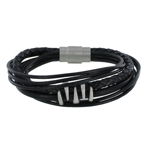 Bracelet Acier Cuir et Griffe - taille 22 cm - LES POULETTES BIJOUX - Modalova