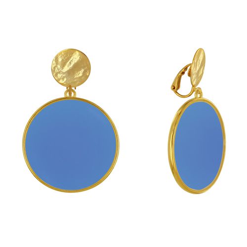 Boucles d'Oreilles Clip Métal Doré Cercle Coloré Translucide - Bleu Navy - LES POULETTES BIJOUX - Modalova