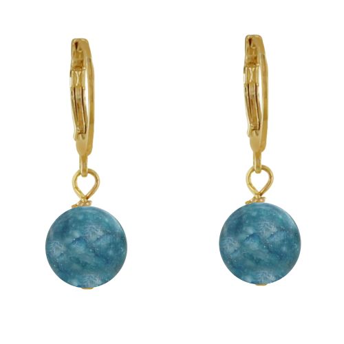 Boucles d'Oreilles Mini Créoles Plaqué Or et Perle d'Apatite - LES POULETTES BIJOUX - Modalova