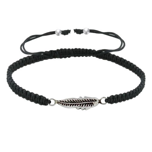 Bracelet Argent Plume Lien Tréssé - LES POULETTES BIJOUX - Modalova