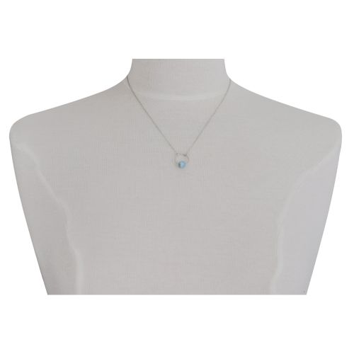 Collier Argent Rhodié Anneau Ciselé et Perle de Larimar - LES POULETTES BIJOUX - Modalova
