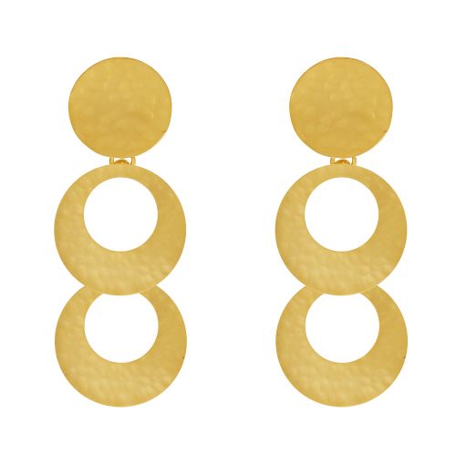 Boucles d'Oreilles Clip Laiton Doré Deux Cercles Ajourés - LES POULETTES BIJOUX - Modalova