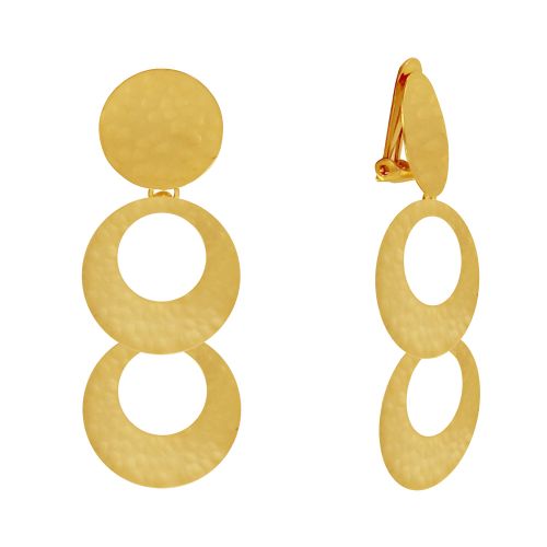 Boucles d'Oreilles Clip Laiton Doré Deux Cercles Ajourés - LES POULETTES BIJOUX - Modalova