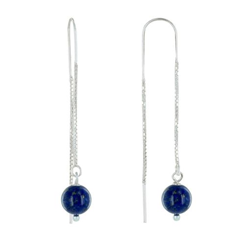 Boucles d'Oreilles Chainette Argent et Perles de Lapis Lazuli - LES POULETTES BIJOUX - Modalova