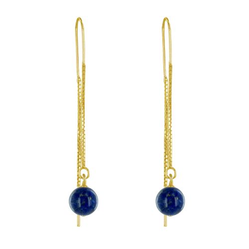 Boucles d'Oreilles Chainette Argent Doré et Perles de Lapis L - LES POULETTES BIJOUX - Modalova