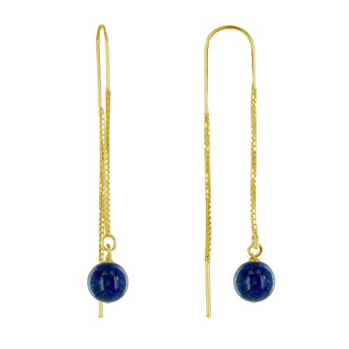Boucles d'Oreilles Chainette Argent Doré et Perles de Lapis L - LES POULETTES BIJOUX - Modalova