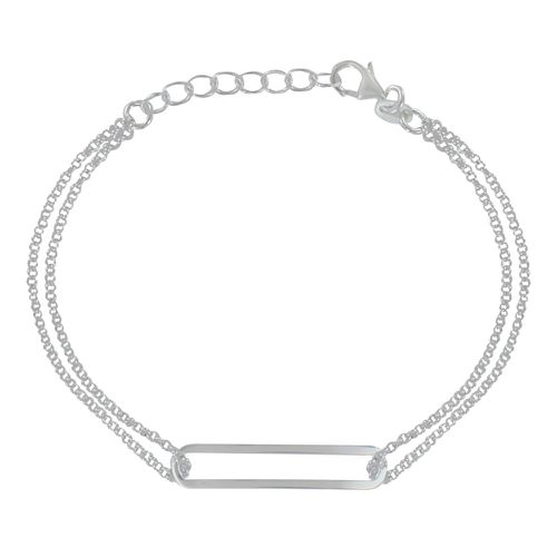 Bracelet Double Chaines et Rectangle Ajouré - LES POULETTES BIJOUX - Modalova