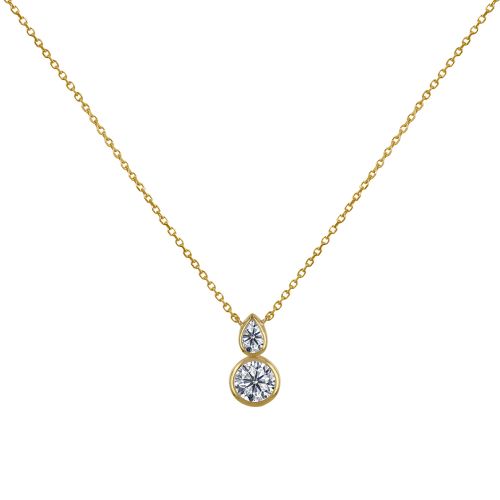 Collier Plaqué Une Goutte et Un Strass Rond - LES POULETTES BIJOUX - Modalova