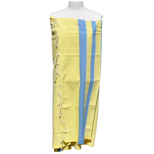 BIJOUX - Fouta Drap Plage et Hammam Coton Rayé Bleu 100 x 200 cm - LES POULETTES - Modalova