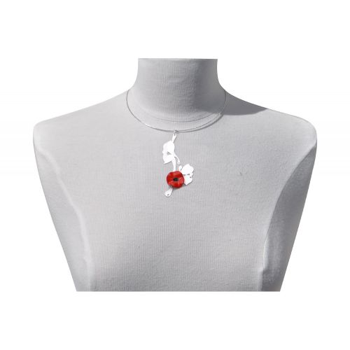 Collier Métal Argenté Bouquet de Fleurs Coquelicot Céramique - LES POULETTES BIJOUX - Modalova