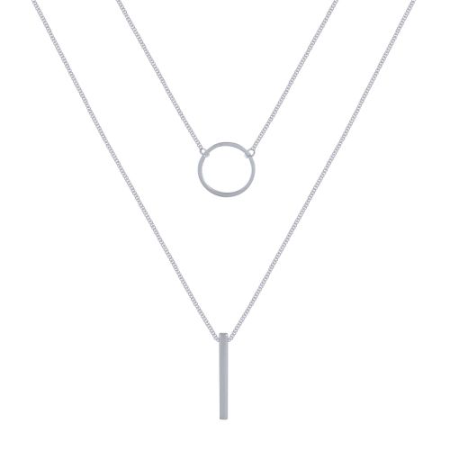 Collier Double Chaine Cercle et Rectangle - LES POULETTES BIJOUX - Modalova