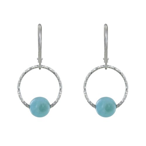 Boucles d'Oreilles Dormeuse Argent Anneaux Ciselés et Perle d - LES POULETTES BIJOUX - Modalova