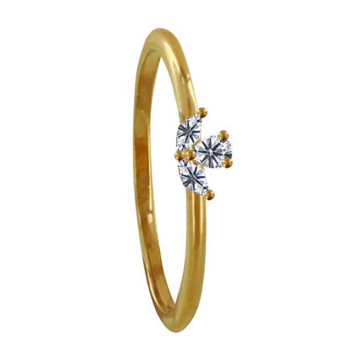 Bague Plaqué Fleur à Trois Strass - taille 54 - LES POULETTES BIJOUX - Modalova