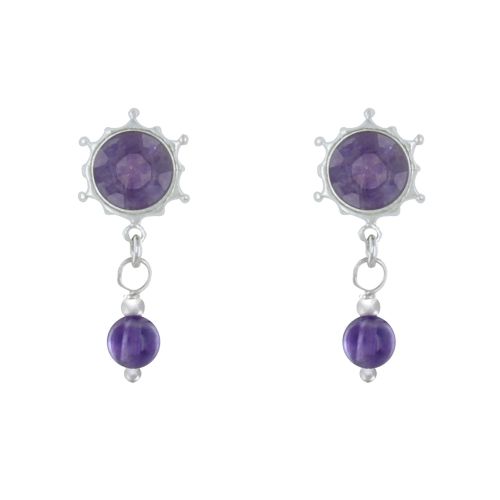 Boucles d'Oreilles Argent Soleil et Perle d'Améthyste - LES POULETTES BIJOUX - Modalova