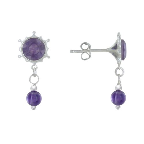 Boucles d'Oreilles Argent Soleil et Perle d'Améthyste - LES POULETTES BIJOUX - Modalova