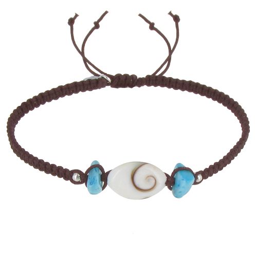 Bracelet Lien Tréssé Pavés de Larimar et Oeil de Ste Lucie - LES POULETTES BIJOUX - Modalova
