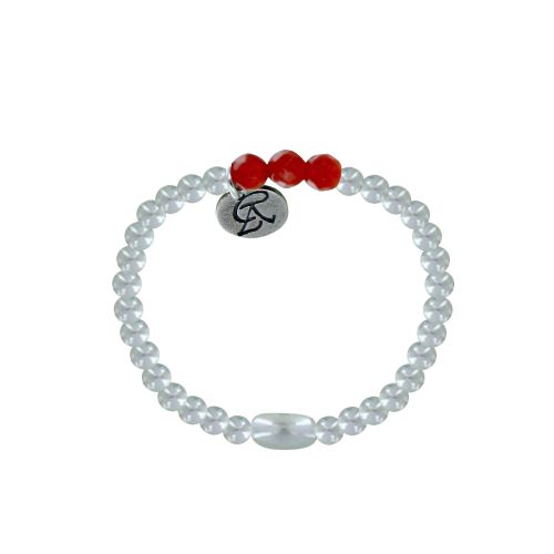 Bague Argent 925 Elastique Bille et Trois Perles de Cornaline - LES POULETTES BIJOUX - Modalova