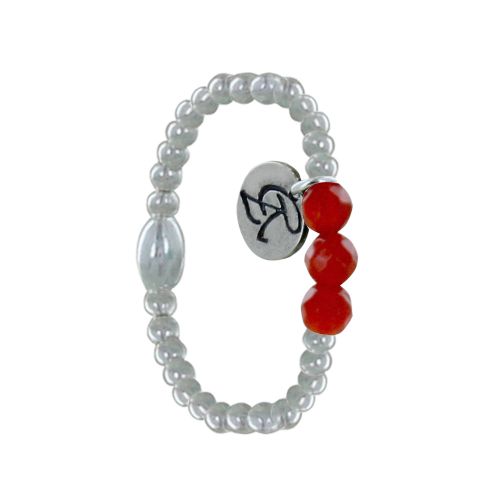 Bague Argent 925 Elastique Bille et Trois Perles de Cornaline - LES POULETTES BIJOUX - Modalova