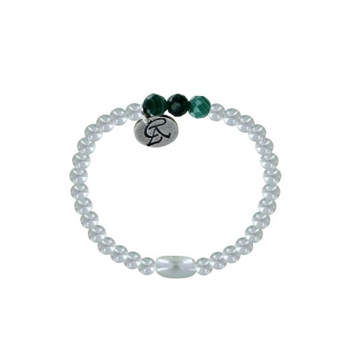Bague Argent 925 Elastique Bille et Trois Perles de Malachite - LES POULETTES BIJOUX - Modalova