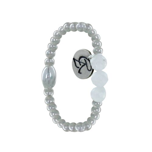 Bague Argent 925 Elastique Bille et Trois Perles de Pierre de Lune Facettée - taille - LES POULETTES BIJOUX - Modalova