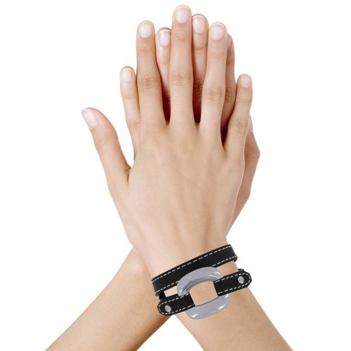 Bracelet Double Tour Cuir et Maille Carrée Argent 925 - LES POULETTES BIJOUX - Modalova