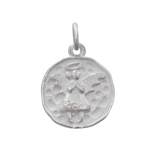 Pendentif Brossé Médaille Ronde Ange Gardien - LES POULETTES BIJOUX - Modalova