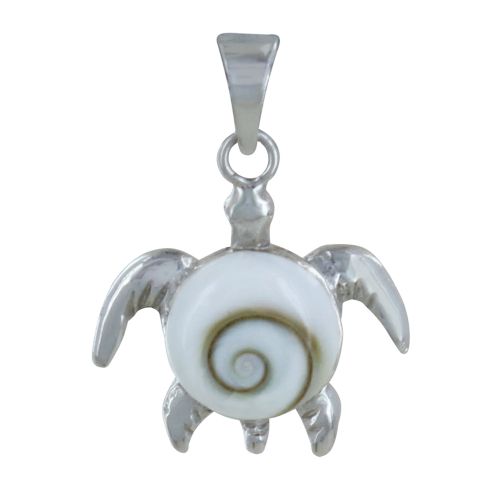 Pendentif Argent 925 Tortue et Oeil de Sainte Lucie Rond - LES POULETTES BIJOUX - Modalova