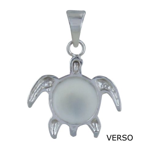 Pendentif Argent 925 Tortue et Oeil de Sainte Lucie Rond - LES POULETTES BIJOUX - Modalova
