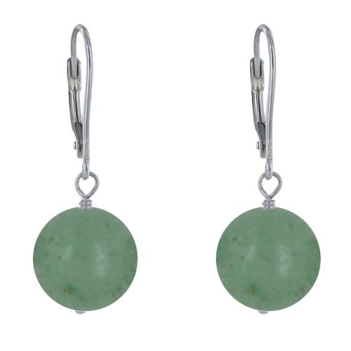 Boucles d'Oreilles Dormeuse Argent 925 et Perle d'Aventurine - LES POULETTES BIJOUX - Modalova