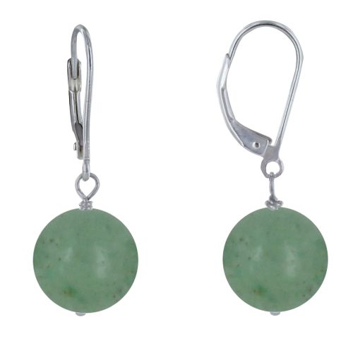 Boucles d'Oreilles Dormeuse Argent 925 et Perle d'Aventurine - LES POULETTES BIJOUX - Modalova