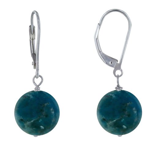 Boucles d'Oreilles Dormeuse Argent 925 et Perle d'Apatite Dépolie - LES POULETTES BIJOUX - Modalova