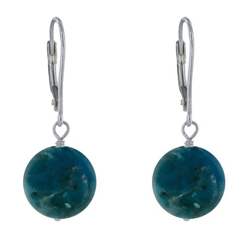 Boucles d'Oreilles Dormeuse Argent 925 et Perle d'Apatite Dép - LES POULETTES BIJOUX - Modalova