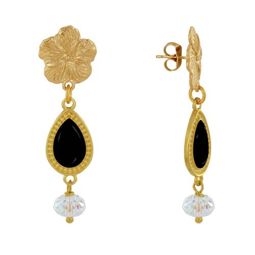 Boucles d'Oreilles Clous Métal Doré Fleur Goutte Émaillée et - LES POULETTES BIJOUX - Modalova