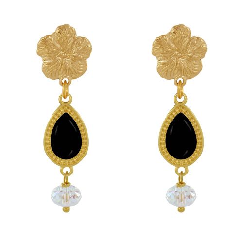 Boucles d'Oreilles Clous Métal Doré Fleur Goutte Émaillée et - LES POULETTES BIJOUX - Modalova