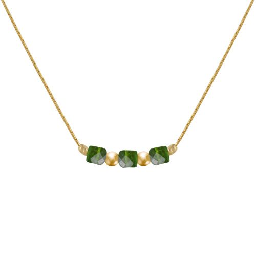Collier Gold Filled Trois Petits Cubes de Diopside - LES POULETTES BIJOUX - Modalova