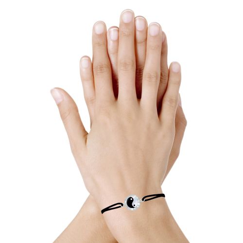 Bracelet Lien Elastique Médaille de Nacre Yin et Yang - LES POULETTES BIJOUX - Modalova