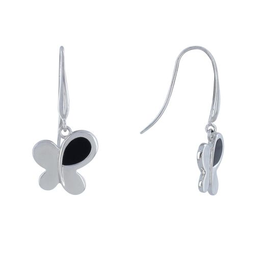 Boucles d'Oreilles Papillons Argent 925 et Onyx - LES POULETTES BIJOUX - Modalova
