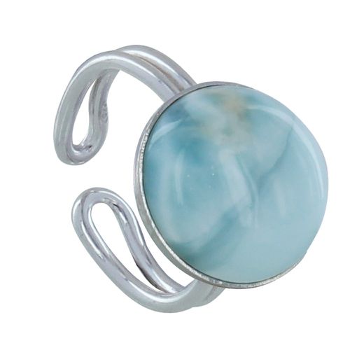 Bague Argent Grande Demi Sphère de Larimar - taille 50 - LES POULETTES BIJOUX - Modalova