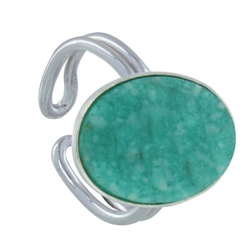 Bague Argent Ovale d'Amazonite - LES POULETTES BIJOUX - Modalova