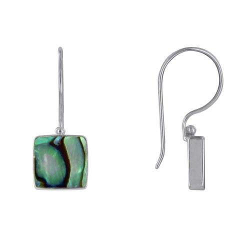 Boucles d'Oreilles en Argent et Petit Carré de Nacre Abalone - LES POULETTES BIJOUX - Modalova