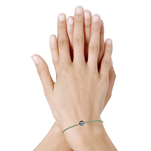 Bracelet Lien Perle d'Eau Douce Noire et Petites Perles Brill - LES POULETTES BIJOUX - Modalova