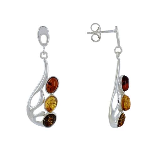 Boucles d'Oreilles Argent Ailes de Papillon et Ovale d'Ambre 3 Couleurs - LES POULETTES BIJOUX - Modalova