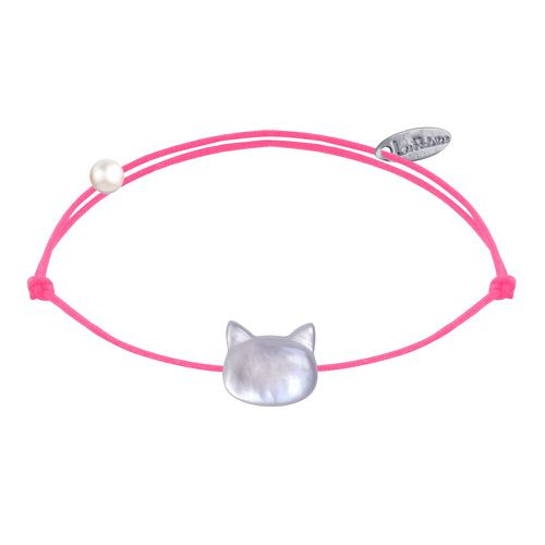 Bracelet Lien Tête de Chat en Nacre - Rose Fluo - LES POULETTES BIJOUX - Modalova